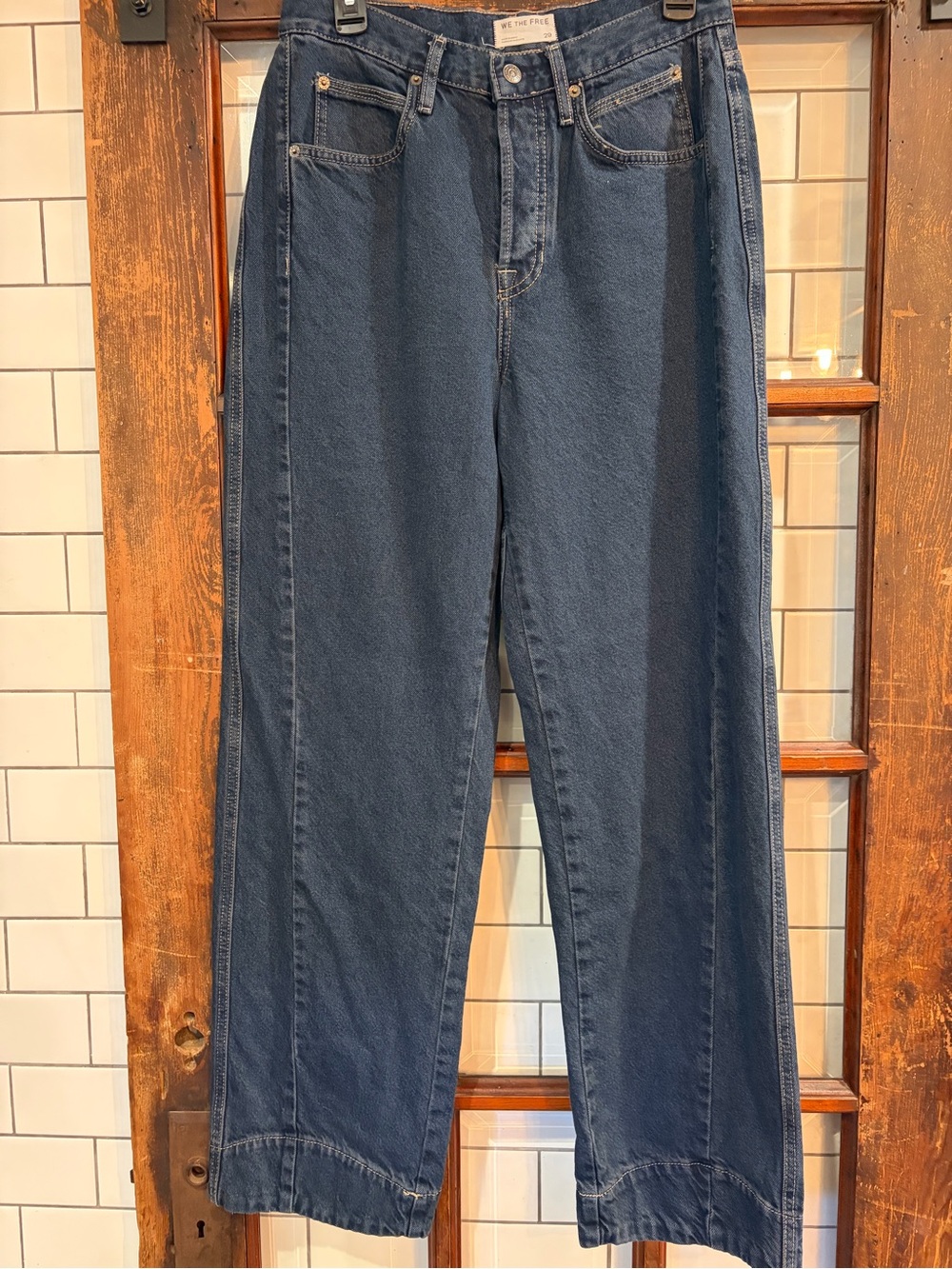 We The Free Libre Wide-Leg Jeans by Free People in a dark wash size 29
